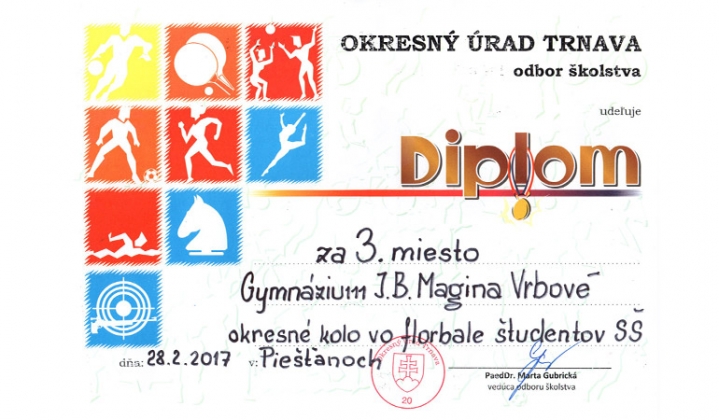 3. miesto chlapcov v okresnom kole vo florbale