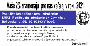 Vaše 2% znamenajú veľa aj v roku 2021