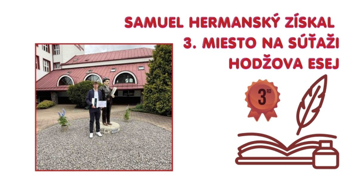 Samuel Hermanský získal 3. miesto na súťaži Hodžova esej