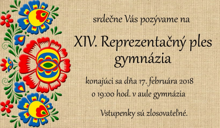 Pozývame Vás na Ples gymnázia