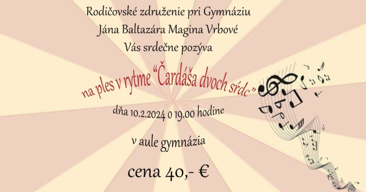 Pozvánka na ples v rytme "Čardáša dvoch sŕdc"