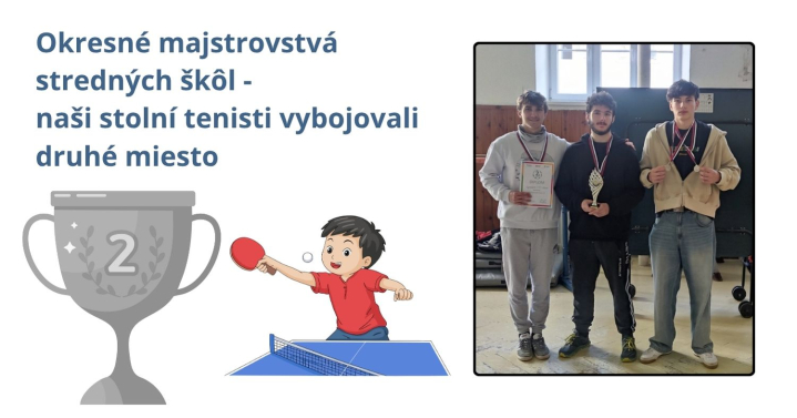 Okresné majstrovstvá stredných škôl: Naši stolní tenisti vybojovali druhé miesto